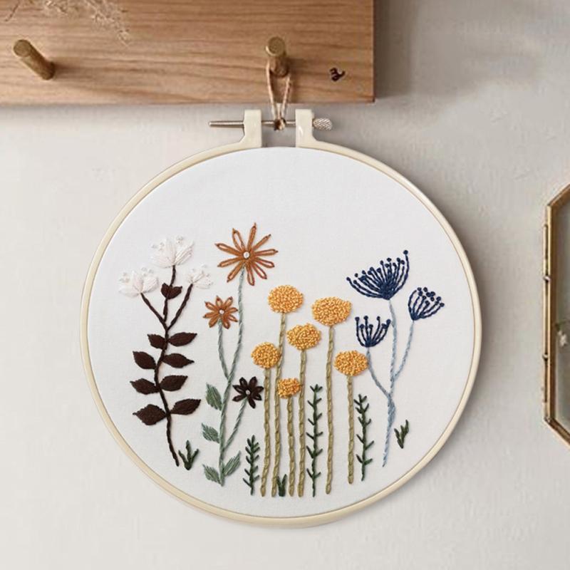 Embroidery Kit For  Beginners Cross  Stitch Diy Stamped Embroidery with Floral Pattern Embroidery