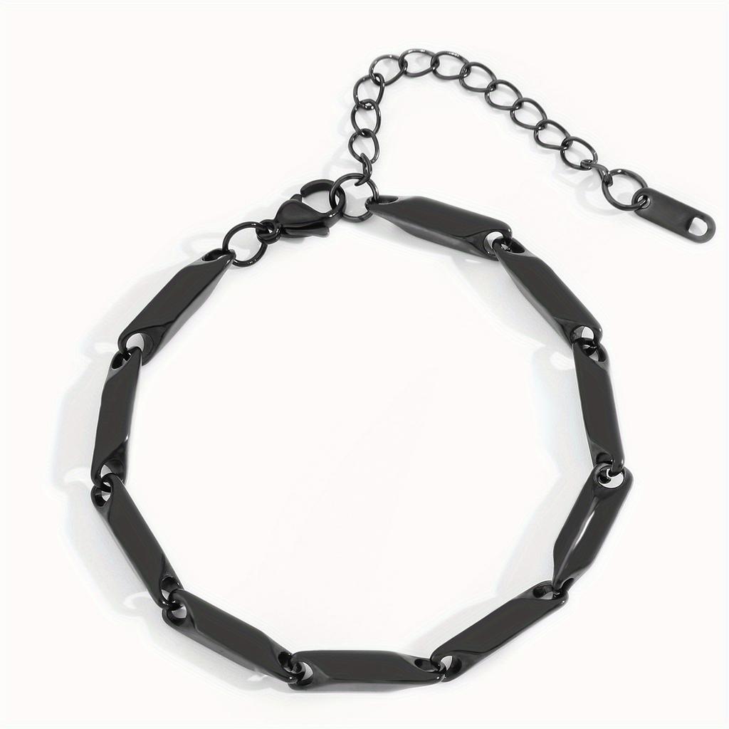 1Pc Fashion Men'S Titanium Steel Bracelet, Quenched Bamboo Leaf Chain Fashion Versatile Bracelet For Men And Women