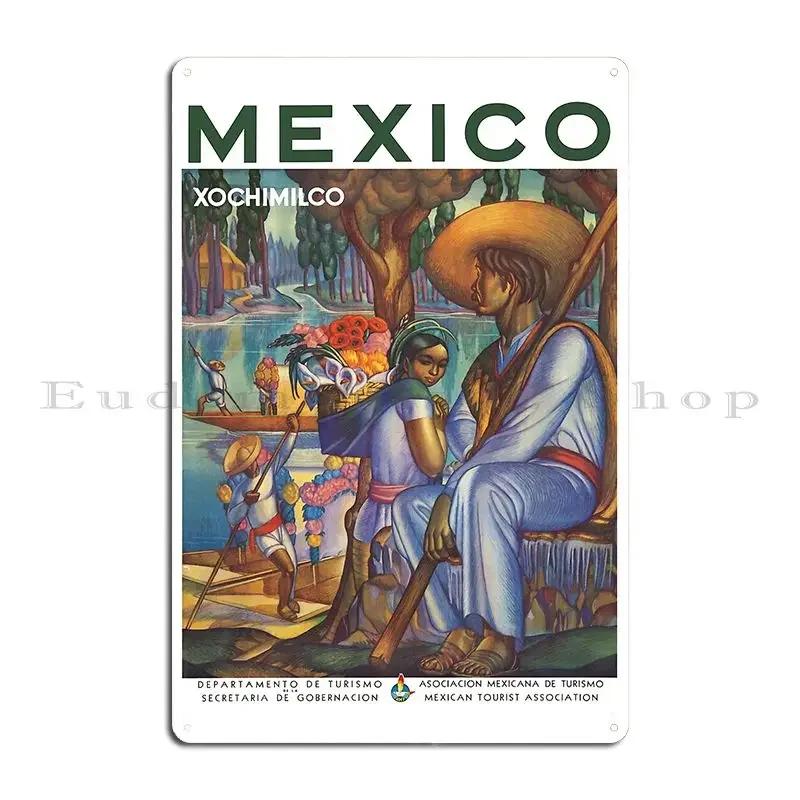 Vintage Mexico Travel Poster Metal Sign Vintage Cave Wall Plaque Character Wall Cave Tin Sign Poster 20x30cm(7.8x11.8inch)