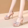 Fashion Sexy High-Heeled Sandals Women Summer Fashion Catwalk Bow High-Heeled Sandals Women Open-Toed With Waterproof Table High Heels