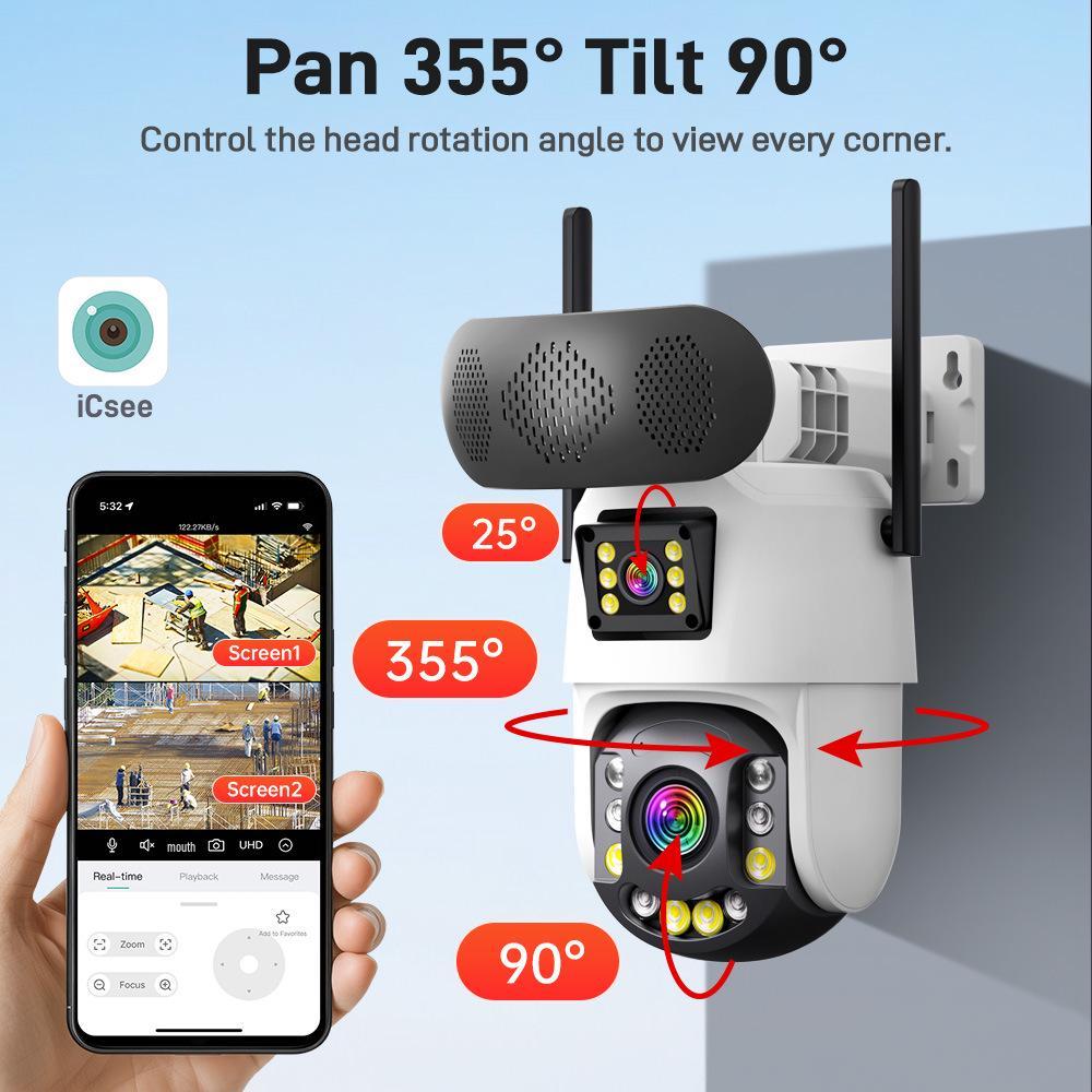 ICsee 6-Inch 50x Optical Zoom Binocular Surveillance Camera with Metal Shell and 4G Connectivity
