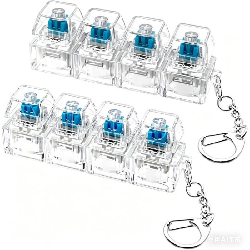 Keyboard Fidget Toy with LED Light Keyboard Fidget Keychain 9-in-1 Keyboard Decompression Button Stress Relief Fidget Gifts