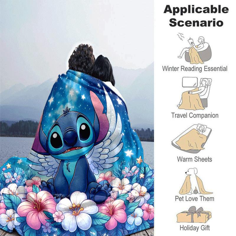 1pc Stitch Printing Blanket - Soft, All-Season Throw for Living Room, Bedroom,Travel