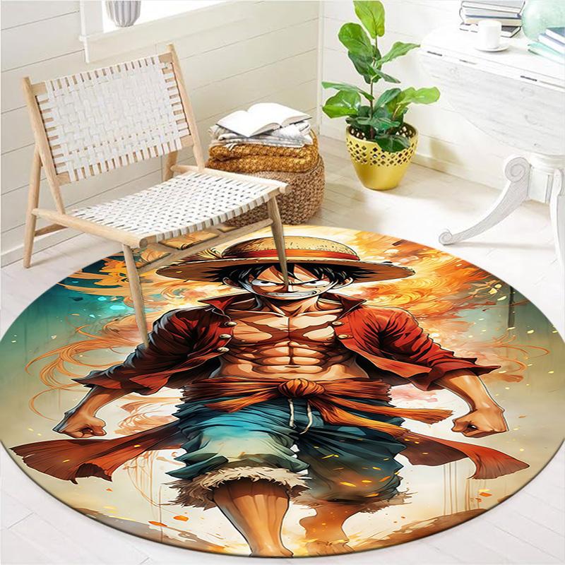 One Piece Monkey D Luffy Round Area Rug Carpet Rug For Living Room Bedroom Sofa Playroom Decor Nonslip Floor Mat