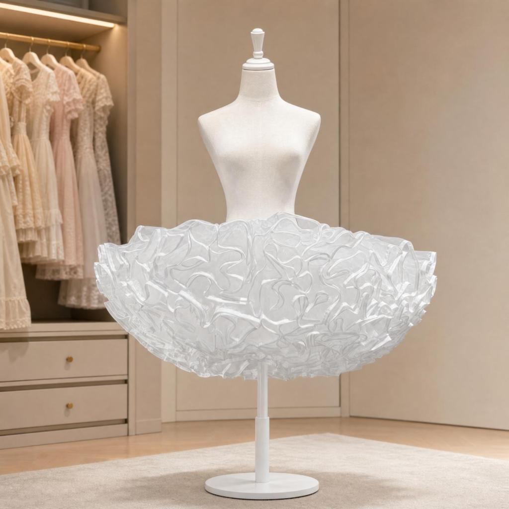 Net Petticoat with Elastic Waistband Lightweight Layered Ruffled Airy