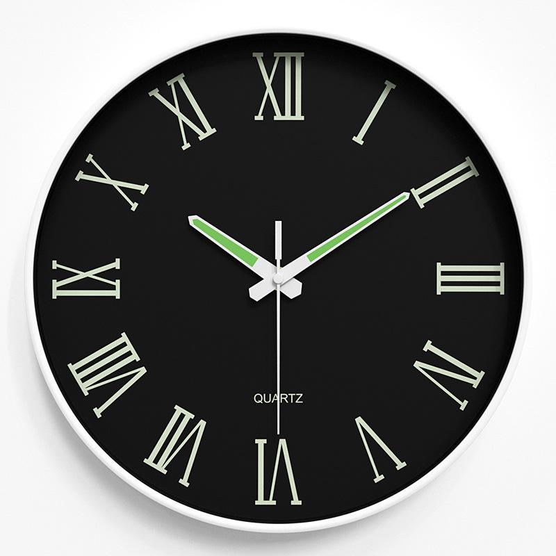 Luminous Wall Clock Silent Clock Home Living Room Clock Wall Hanging Simple Quartz Clock Cloc 25CM