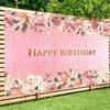 Retro Floral Birthday Photography Background Party Kids Family Portrait Decor Backdrop Photo Studio