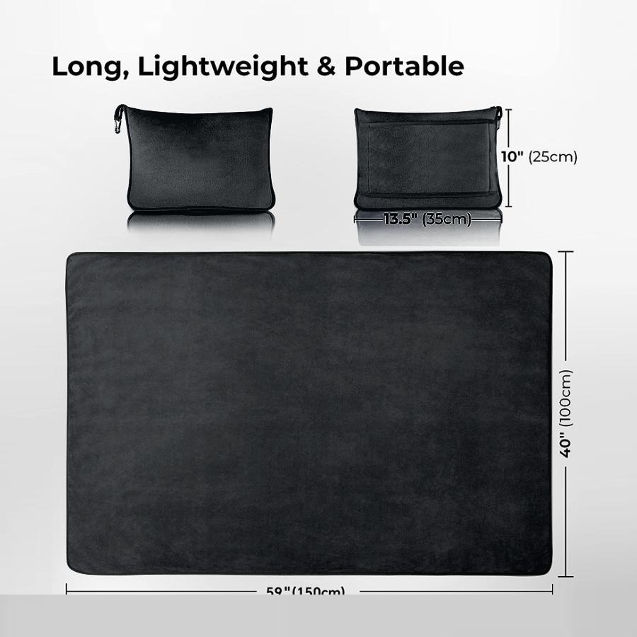2-in-1 Travel Blanket & Pillow - Ultra-Soft Lightweight for Airplane, Camping & Office Nap, Portable Foldable with Storage Bag
