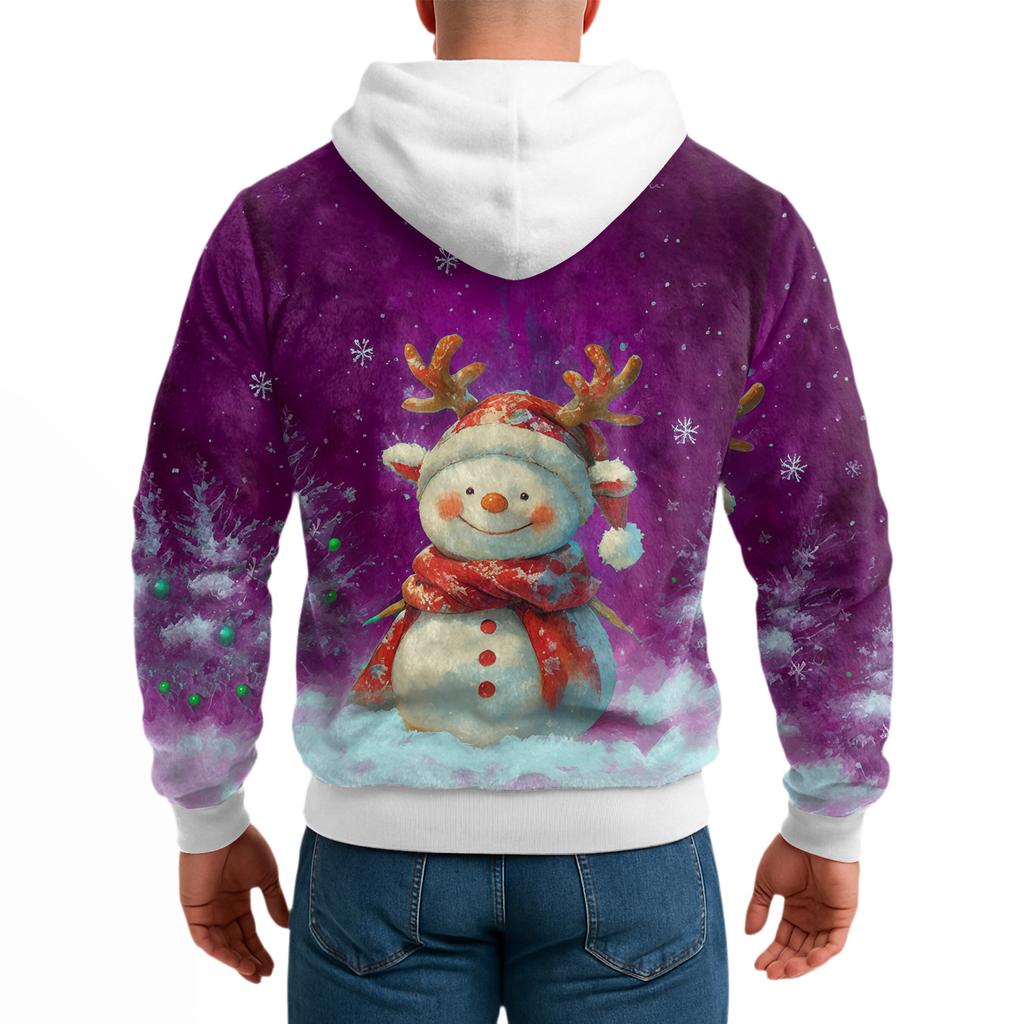 Pánská plyšová mikina s kapucí a polovičním zipem