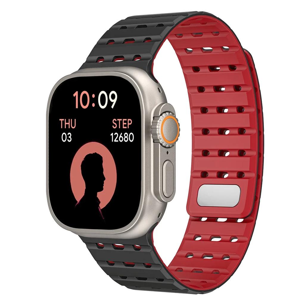 Silicone Magnetic Strap for Apple Watch 38mm 40 41 42 44 45 49 46mm Sports Breathable Wristband iWatch Ultra3 S-11 10 9 8 7 6 5