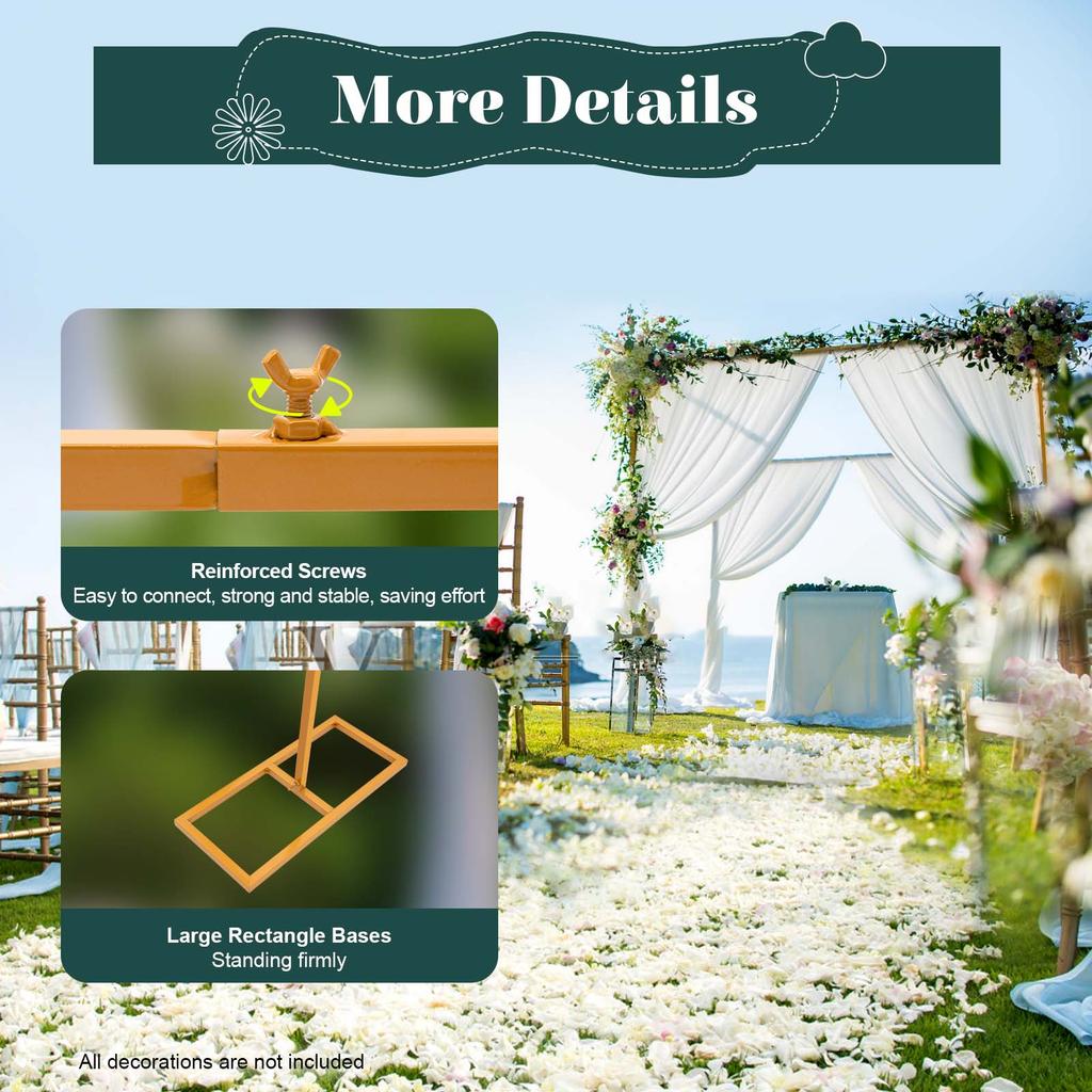 9.8x9.8ft Wedding Arch Frame 20mm Square Tube, Mustard Yellow - Adjustable for Wedding/Birthday/Baby Shower