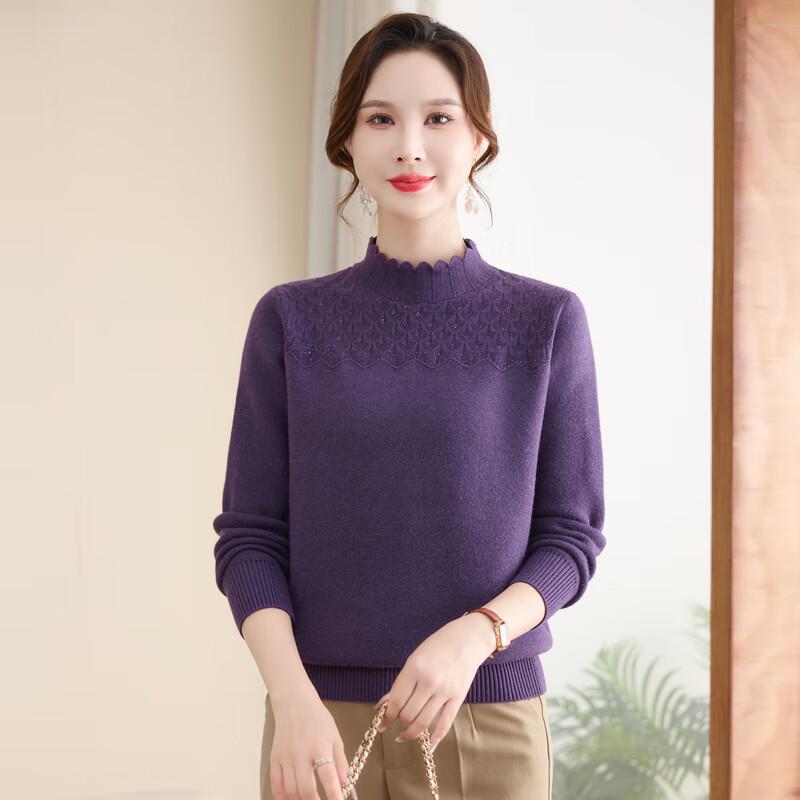 Hodo Women's Winter Plush Half-High Collar Knit Sweater