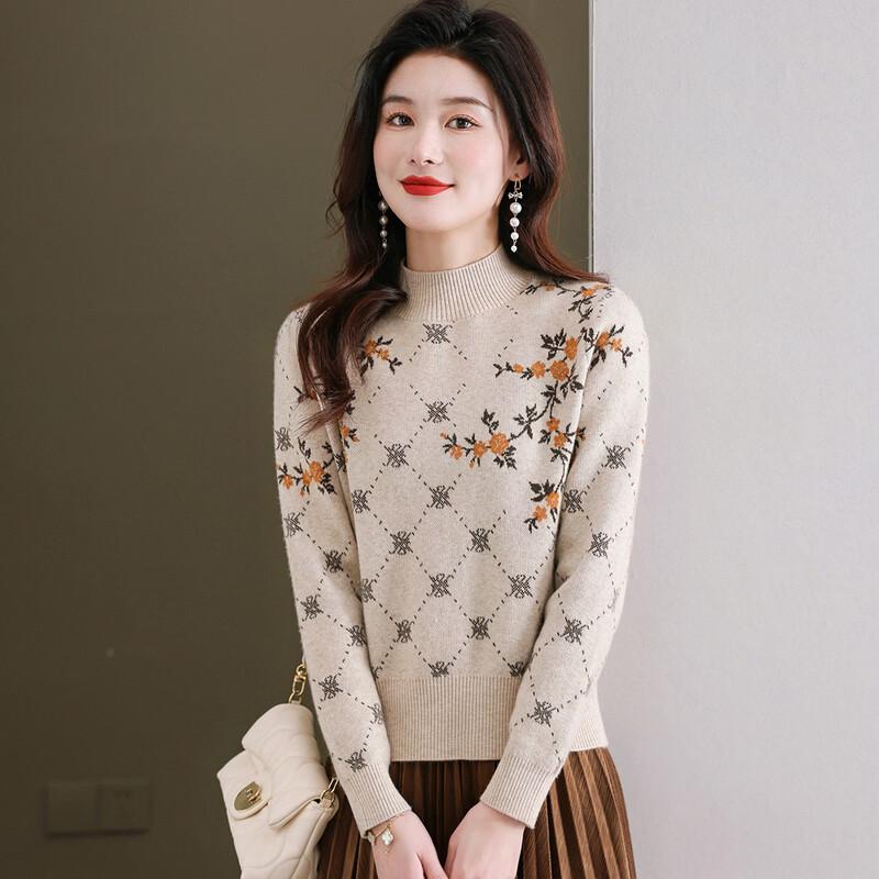 Snowflying Women s Half-High Collar Knit Sweater L