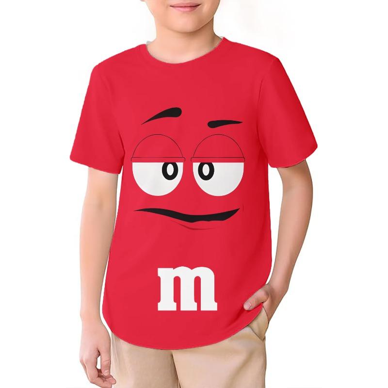 

M&M Шоколадные драже Детская 3D-печатная детская футболка Летняя Инновационная Забавная Повседневная Мягкие рукава Спортивная Мода Высококачественные футболки Одежда для мальчика девочки Топы 110