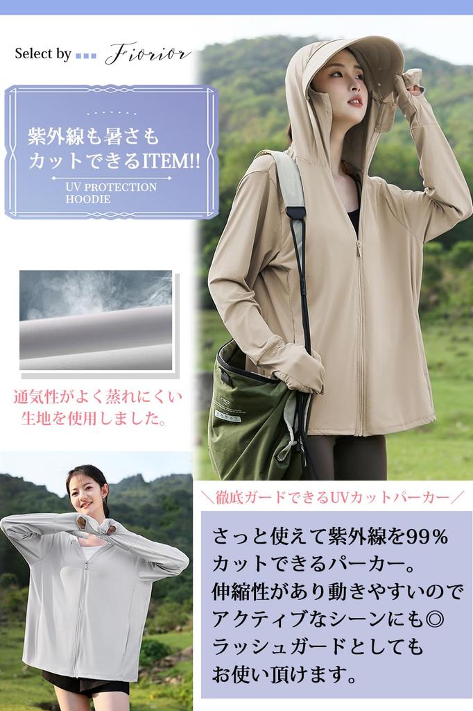 Protection Right Down To Your UV Protection Hoodie for Rash Cool To the Long UV Protection Up To Your Fingers Protection Rate Purple M [Fiorior] [Sun