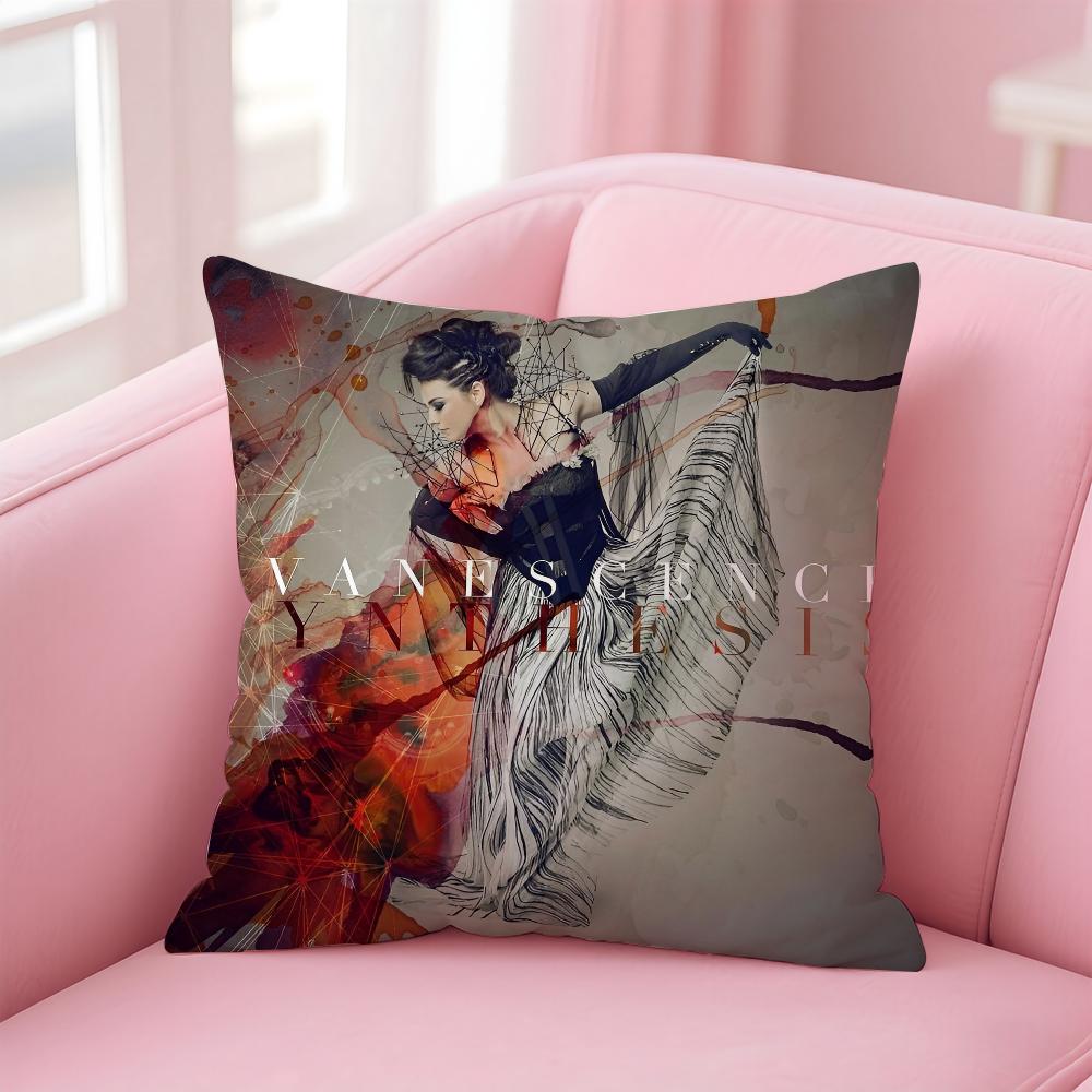 E-Evanescence A-Amy Lee Pillow Case Anti-Dustmite Pillowcase Invisible Zipper Silky Short Plush Sofa Cushion Cover