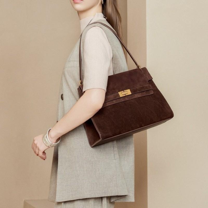 New Mailard Shoulder Bag Retro Commuting Tote Flip Leather Light Luxury Underarm High-quality Women
