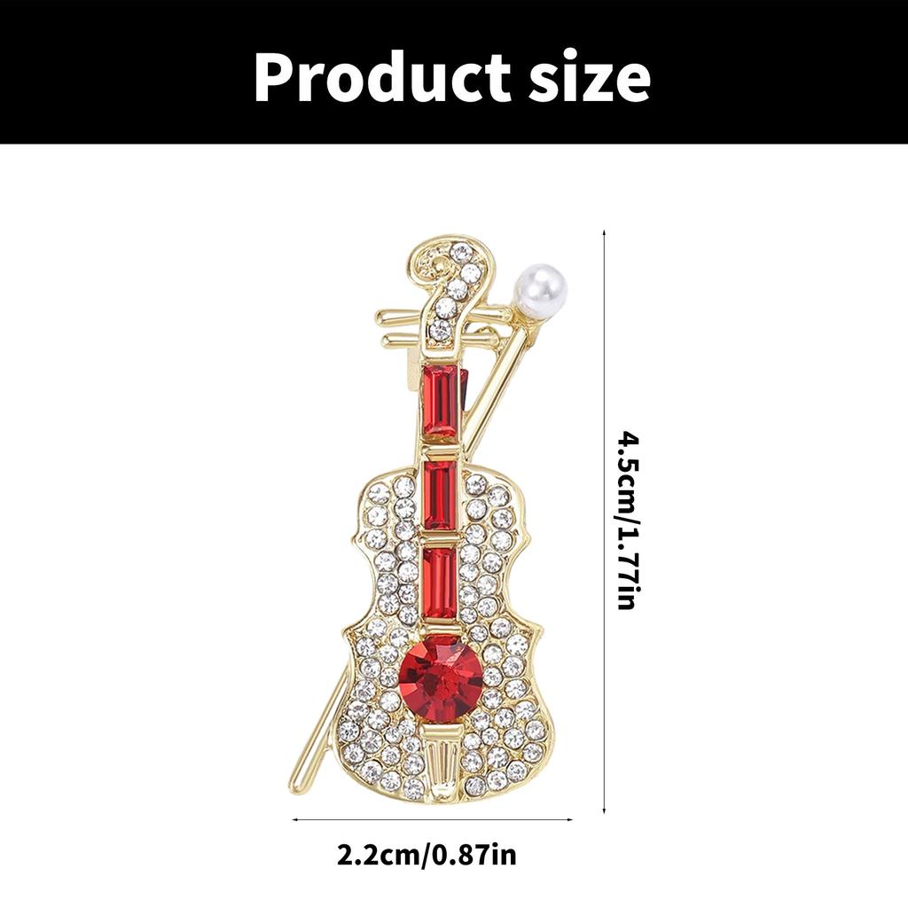 Elegant Crystal Violin Pearl Brooch Pin Jewelry for Music Lovers and Fashion Enthusiasts Lapel Pin for Music Event