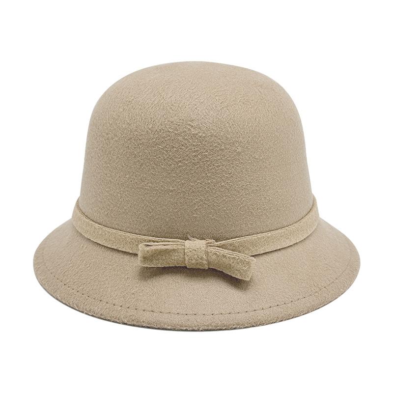 Autumn and Winter Simple Woolen Top Hat Autumn and Winter Dome Elegant Bucket Hat Versatile Senior Sense Retro Basin Hat Women