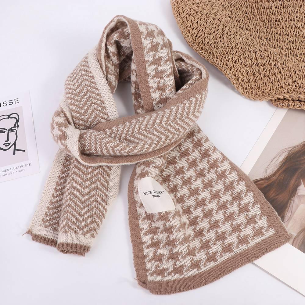 

Letter Long Warm Lattice Shawl Patchwork Winter Neck Scarf Fashion Plaid Knitted Scarf Travel