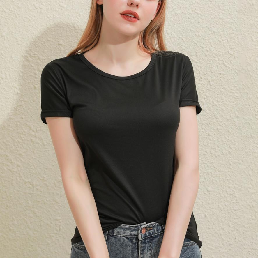 Women's Fashion Round Neck Short Sleeve Top T-Shirt Short Bottoming Shirt