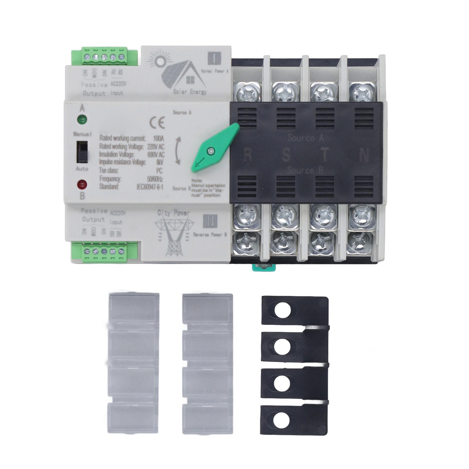 

Dual Power Automatic Transfer Switch 4P ATS Electrical Selector Switch 35mm Rail Mount Changeover