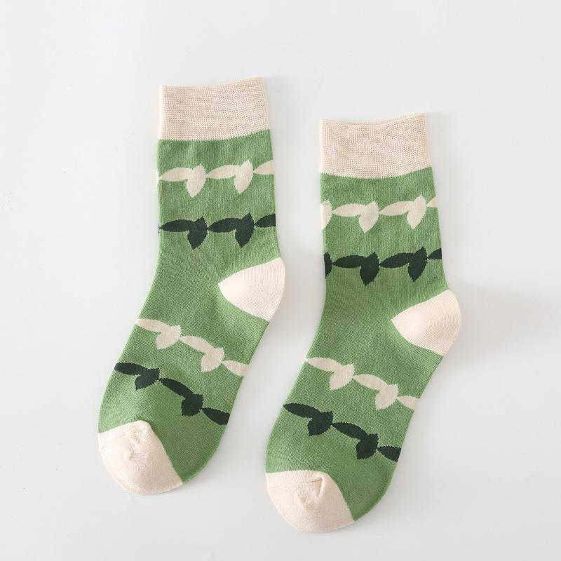 5/10 Pairs Women Double Layer Octagonal Flower Rabbit Wool Socks Autumn Winter Retro Coarse Knit Socks