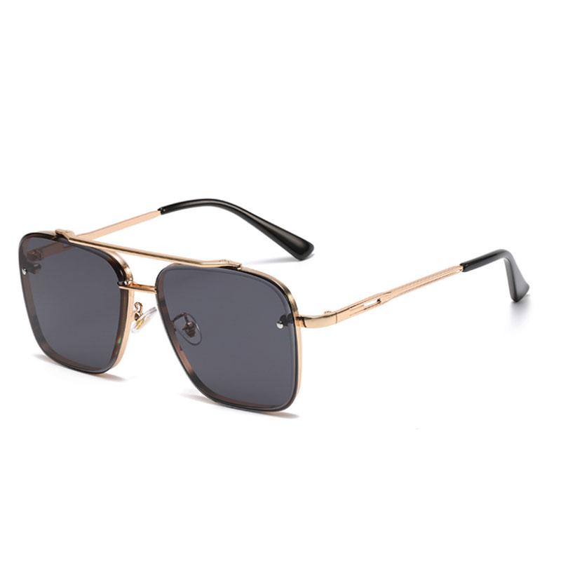 Fashion Pilot Sunglasses Men Women Luxury Brand Metal Big Frame Sun Glasses Vintage Steampunk Square Gradient Lens Eyewear UV400