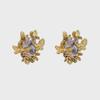 Elegant 2024 South Korea Dongdaemun Copper-Plated Gold Earrings with Zircon Inlay for Women