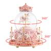 Snow Globe Music Box Color LED Light Crystal Ball Automatic Snowfall Popular Birthday Christmas Gift for Girls Women Girlfriends Merry-Go-Round