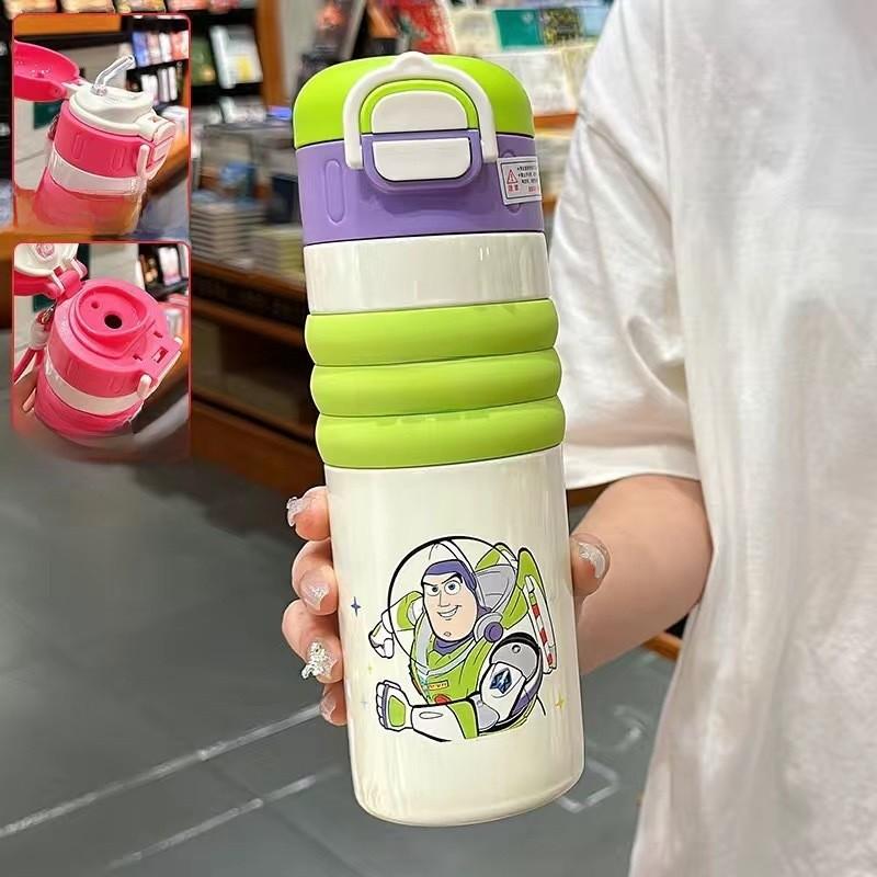 Donald Duck Childrens Thermos Bottle With Double Drink Straw For School Use