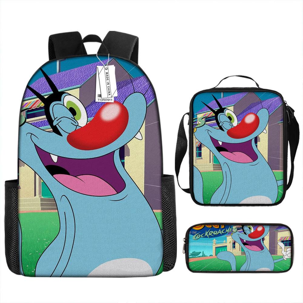 

Fat cat war three small strong animation primary school students lightweight burden reduction large capacity backpack waterproof schoolbag Pencil Case