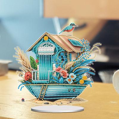 Acrylic Special Shape Teacup Gnome Diamond Painting Tabletop Ornaments Kit Diamond Painting Desktop Decors for Home Office Decor