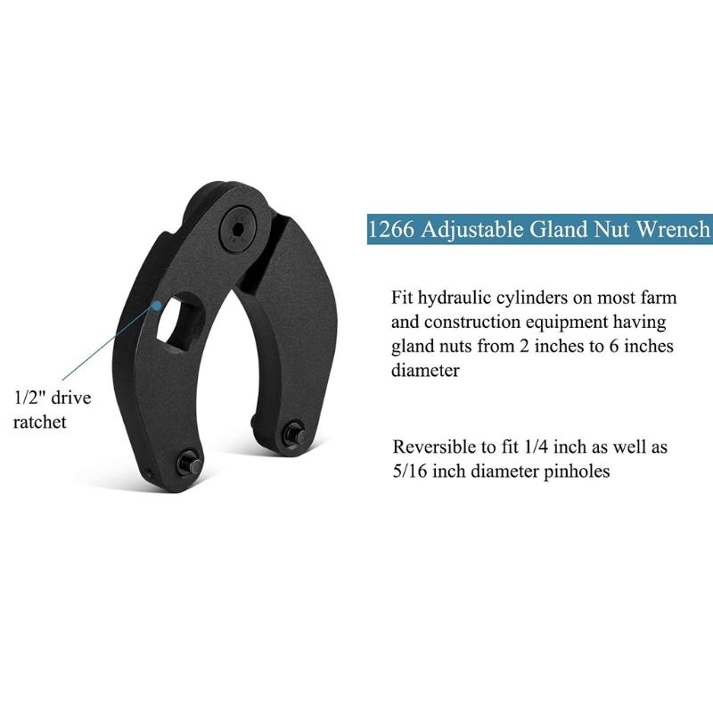 Black Adjustable Gland Nut Wrench for Hydraulic Cylinders On Most Farm and Construction Equipment for Case 480E/580/580D