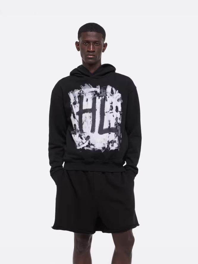 New Men s Spring Letter Print Hooded Sweatshirt - Casual Loose Pullover Top XL