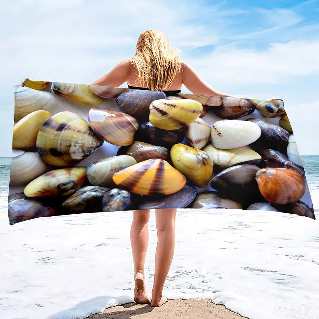 Beach Seashell Starfish Towel Summer Bathroom Soft Absorbent Multipurpose Quick Dry Sand Free
