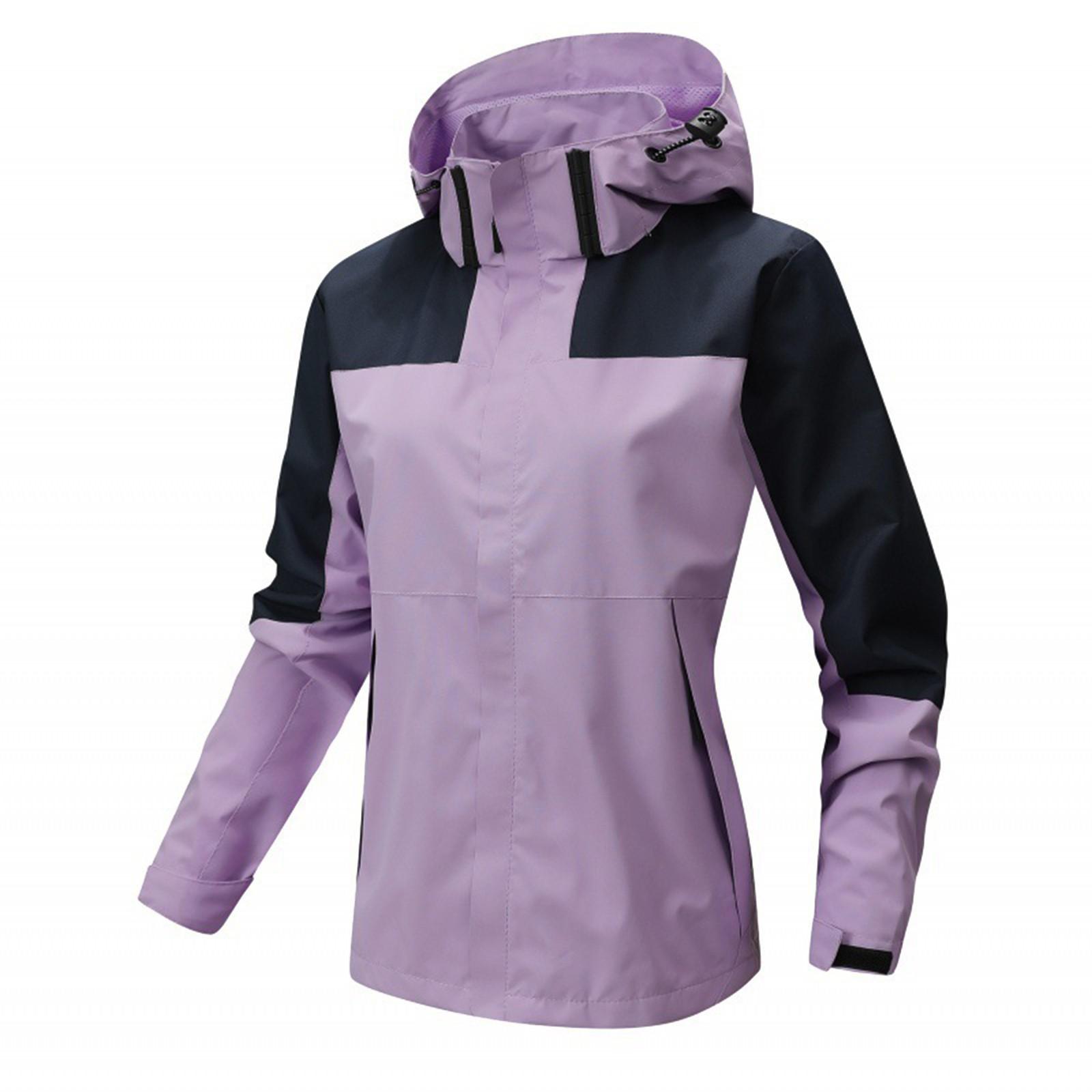 

Женская повседневная уличная весенне-осенняя тонкая дышащая однослойная рабочая куртка с капюшоном M фиолетовый