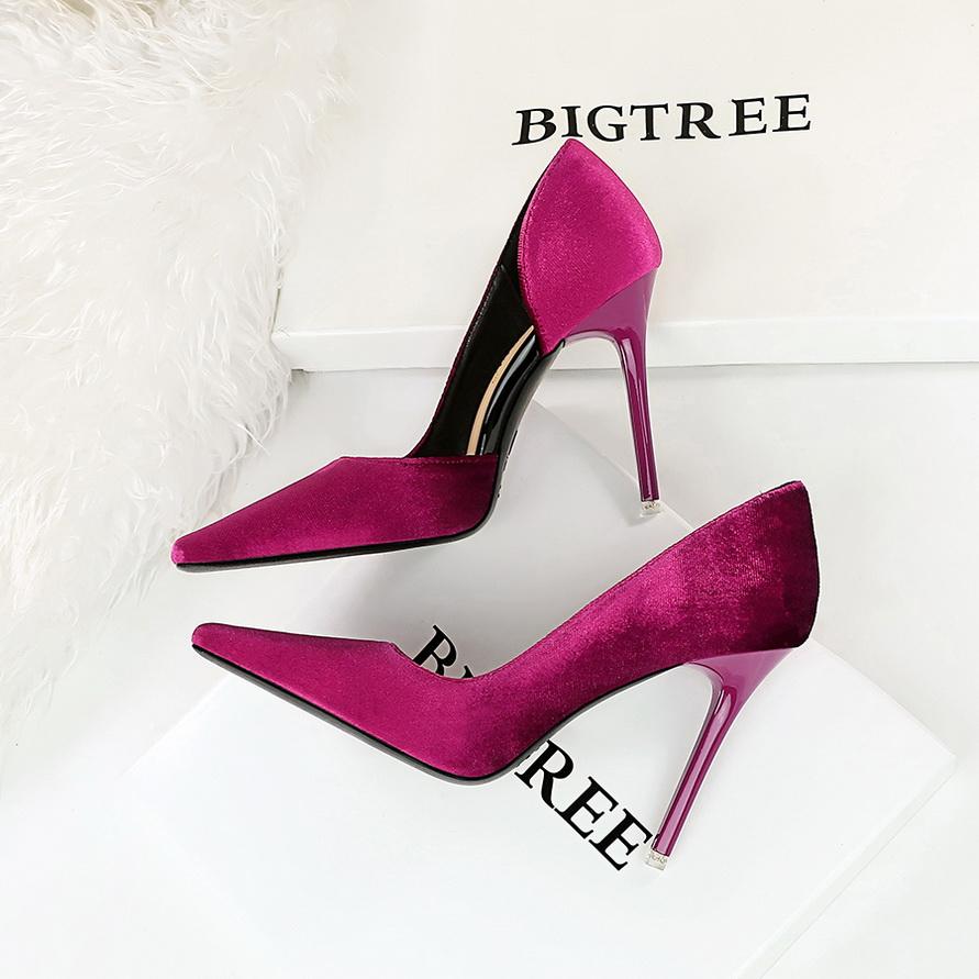 Women's Banquet High Heels Slim Heels Shallow Mouth Square Head Side Hollow Single Shoes