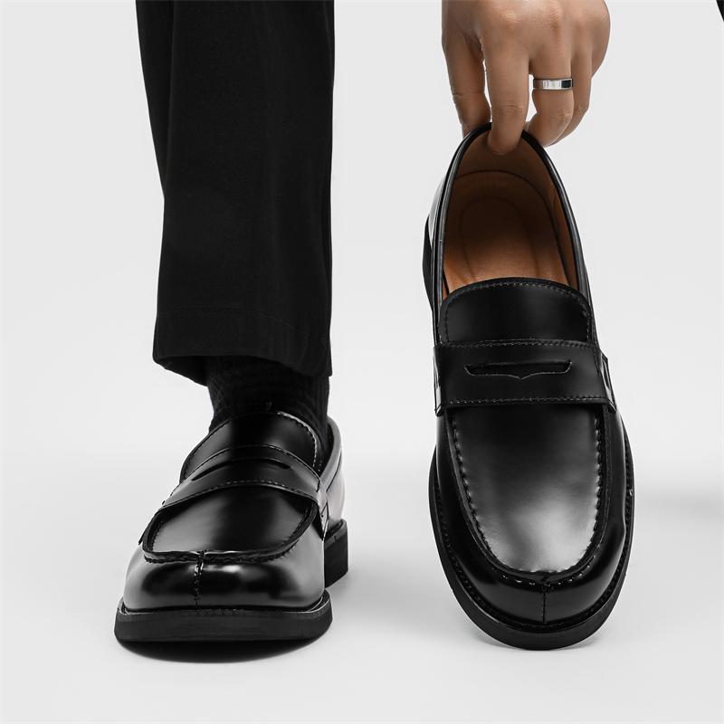 Fashion British Style Genuine Leather Soft Bottom Loafers Men Casual Leather Business Shoes Brand Walking Loafers Slip on Driving Shoes