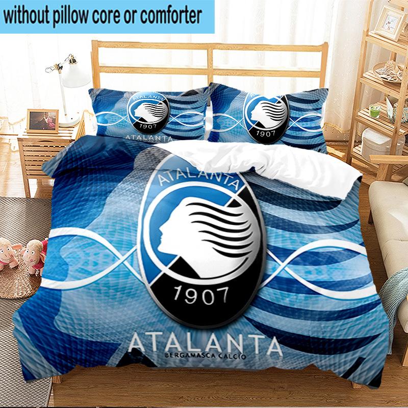 Atalanta Fc Crest 3PCS Print Bedding Set, Includes A Duvet Cover and Two Pillowcases for Bedroom, Dormitory, Suitable for All Seasons