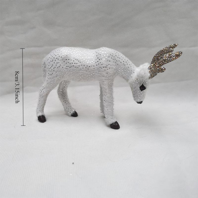 3pc/set Simulation Small Deer Christmas Deer Ornament Xmas Elk Reindeer Figurines Table Model New Year Gift Christmas Decoration