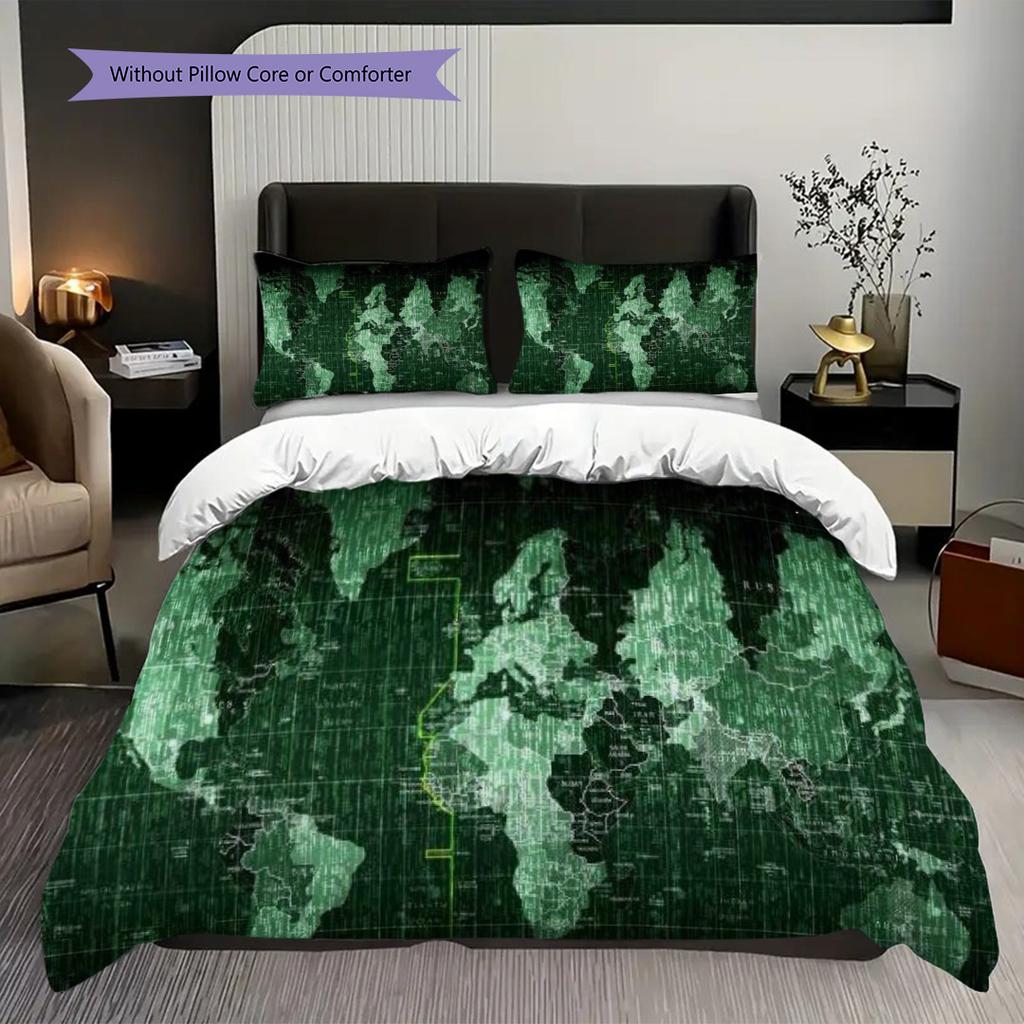 Vintage Maritime Adventure Map Three-piece Set (1 * Duvet Cover + 2 * Pillowcase, Without Core) 2D Flat Christmas Birthday Gift