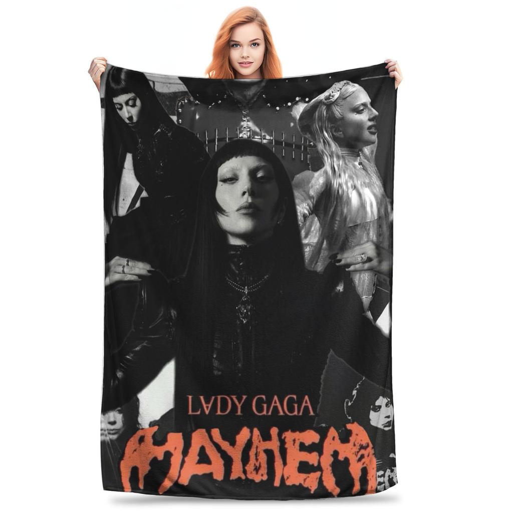 Lady Gaga Mayhem New Album Music Blankets Multi-function Flannel Throw Blanket for Couch Bedding Travel Throws Bedspread Quilt