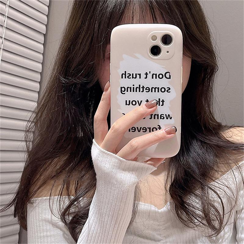 Ästhetische Buchstaben Schminkspiegel Flip Handyhülle für iPhone 14 13 12 Pro Max 11 Cartoon Hase Panda Halter Schutzhülle Soft Cover