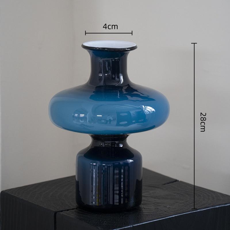 Blue Glass Vase Gourd-shaped Glass Hydroponics Terrarium Retro Flower Arrangement Flower Vase Home Decoration Accessories синий