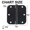 2pcs Round Matte Black Door Hinge 3.5inch 5/8" Iron Dual Folding Residential Standard Bedroom Indoor Door Hardware Control