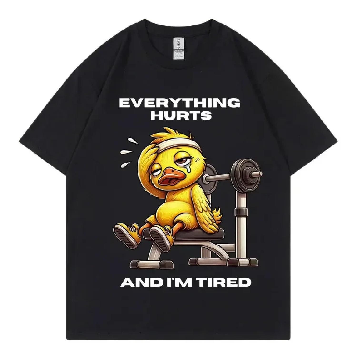 Everything Hurts and Im Tired T Shirt Funny Gym Workout Short Sleeve T-shirt Summer Fashion Casual Loose T-shirts Unisex S разноцветный