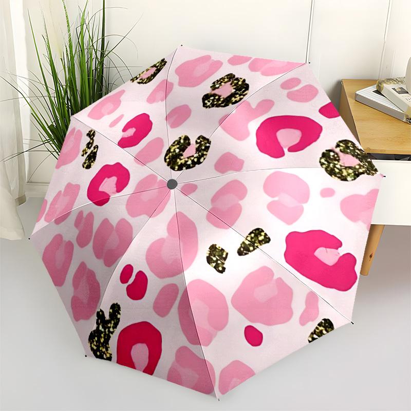 

1pc Pink Leopard Print Automatic Open/close Folding Umbrella, Compact Portable Travel Umbrella, Cute Umbrella, Durable Construction yy260328004