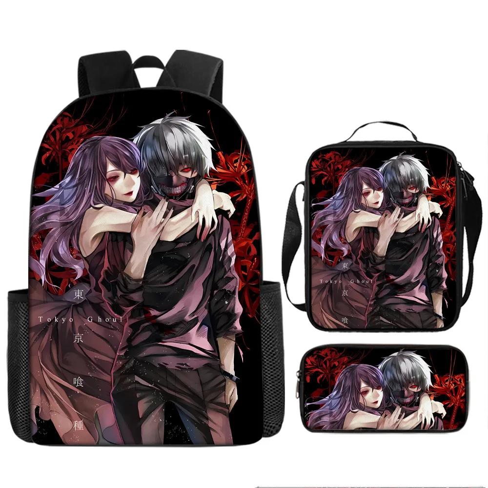 Tokyo Ghoul 3pcs Set Backpack Schoolbag with Shoulder Bag Pencil Case Set Gift for Kids Students
