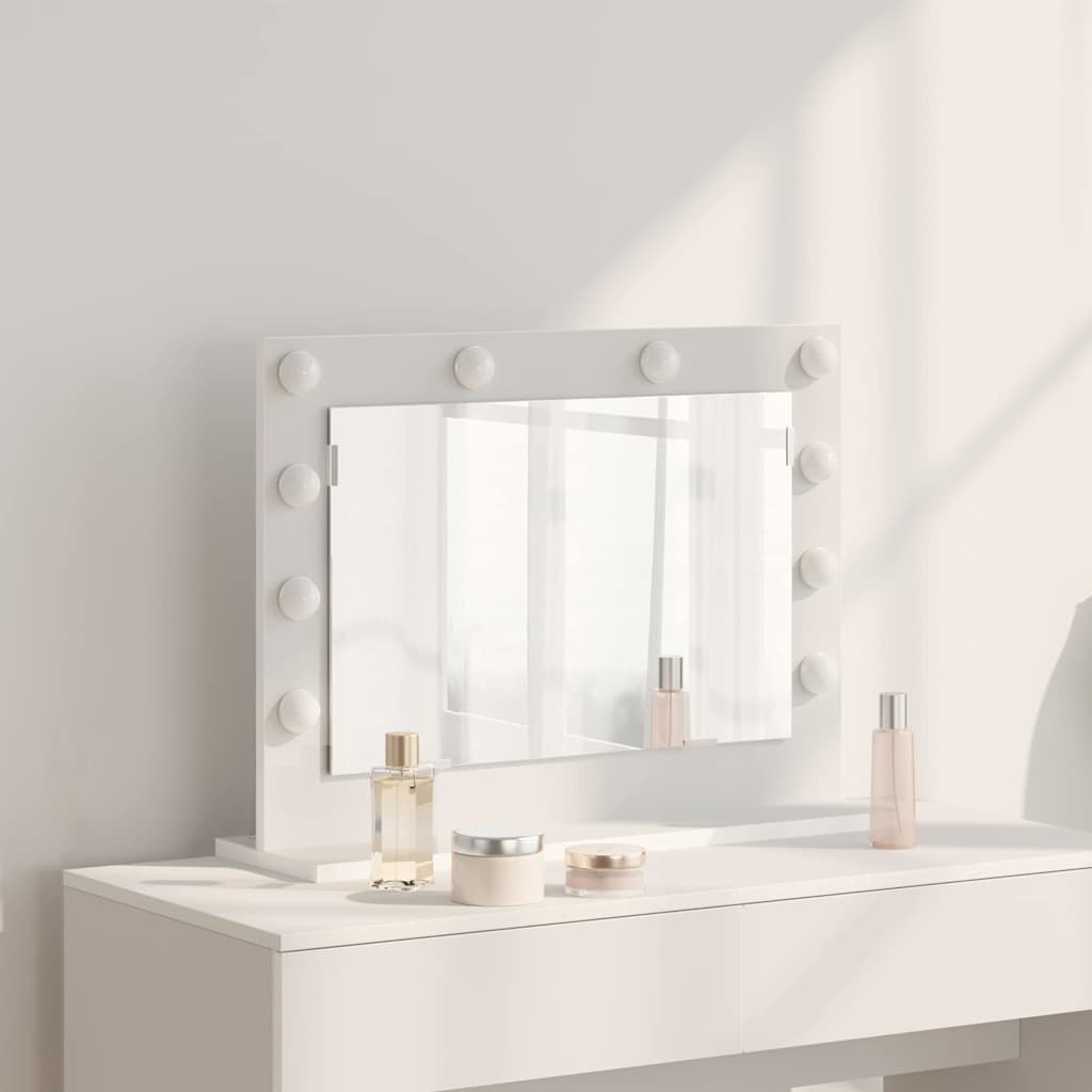 White Washbasin Mirror 60 x 45 x 18 cm Glass and Veneered Wood